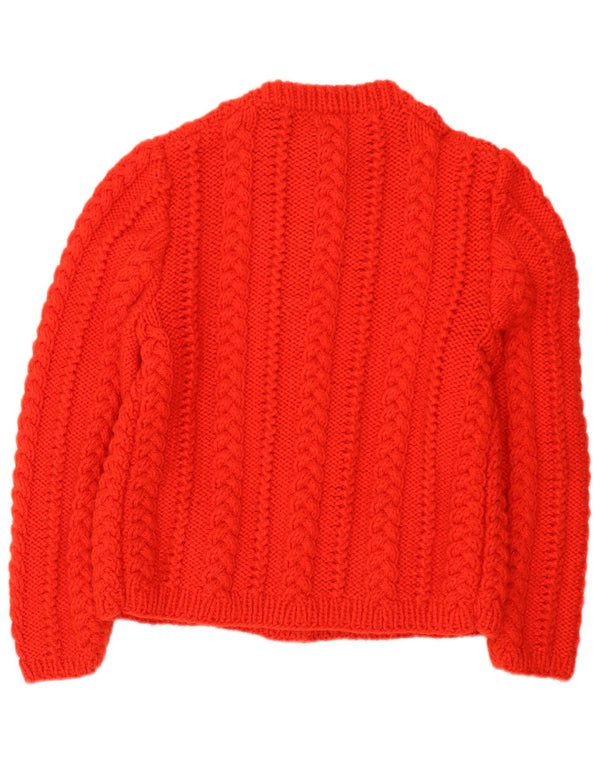 Maglione cardigan da donna vintage UK 14 rosso medio