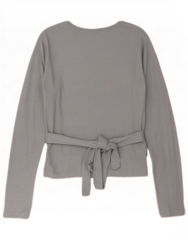 Top Zara da donna a maniche lunghe UK 14 Large in viscosa grigia