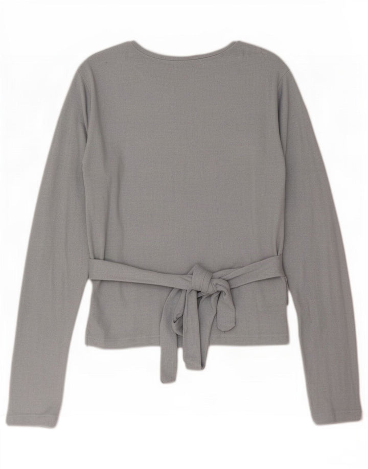 Top Zara da donna a maniche lunghe UK 14 Large in viscosa grigia
