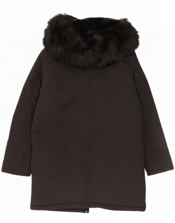 Cappotto imbottito con cappuccio da donna Zara UK 14 cotone nero medio