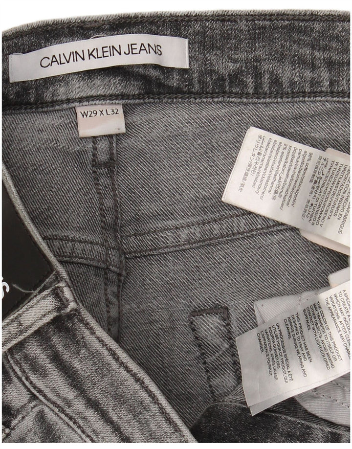 CALVIN KLEIN Jeans slim effetto consumato da donna W29 L32 cotone grigio