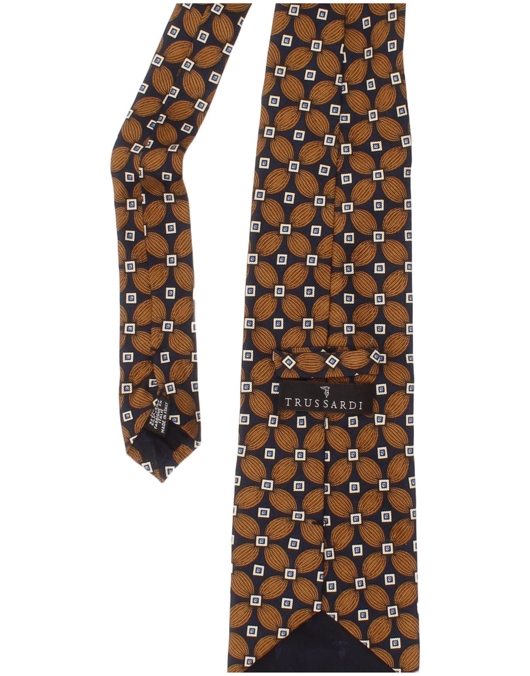 Cravatta Uomo Trussardi Taglia Unica Marrone Seta Geometrica Classica