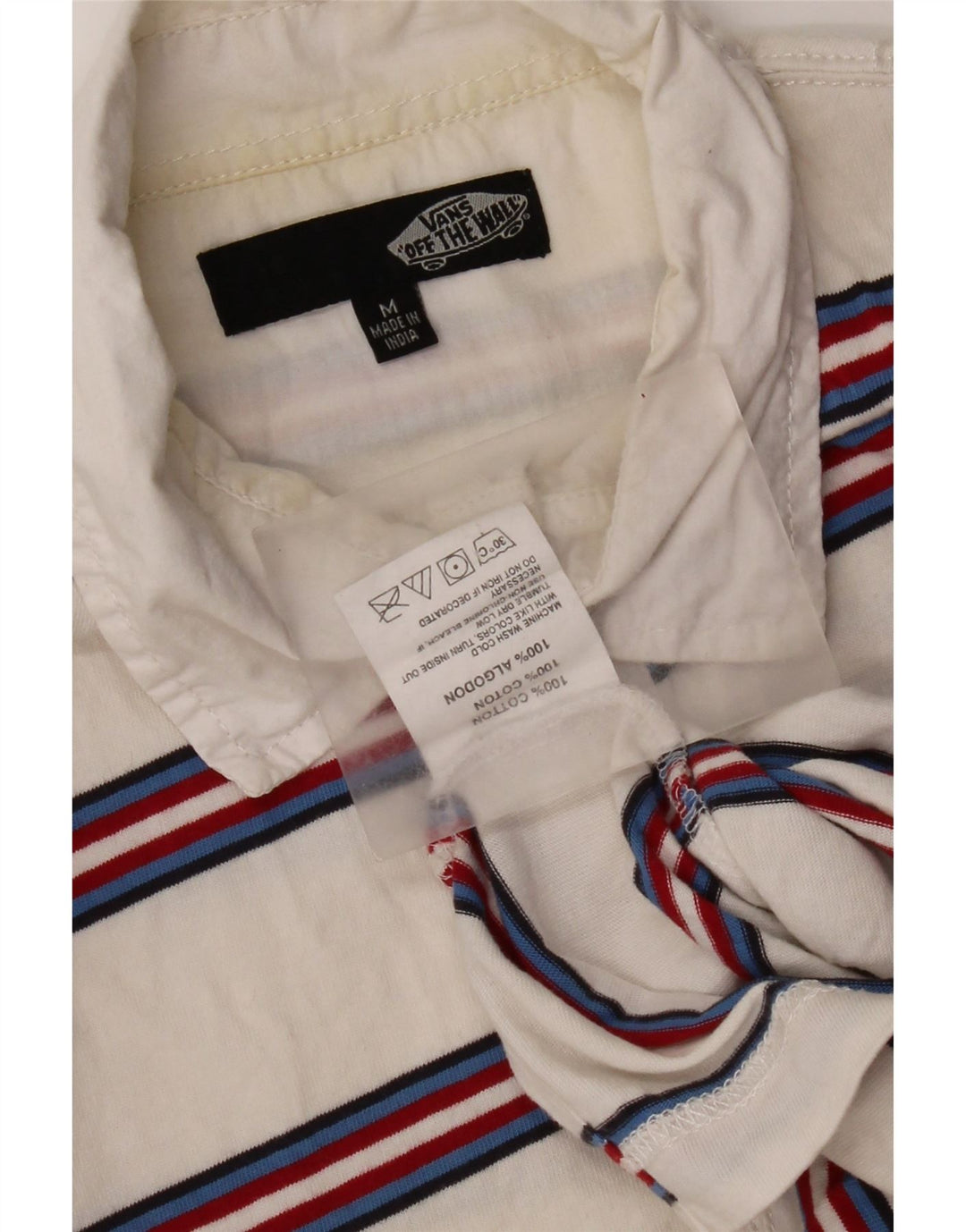 Polo da uomo Vans in cotone a righe bianche medie