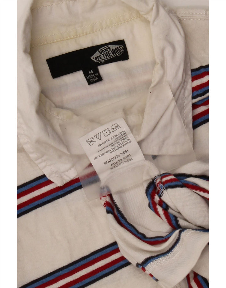 Polo da uomo Vans in cotone a righe bianche medie