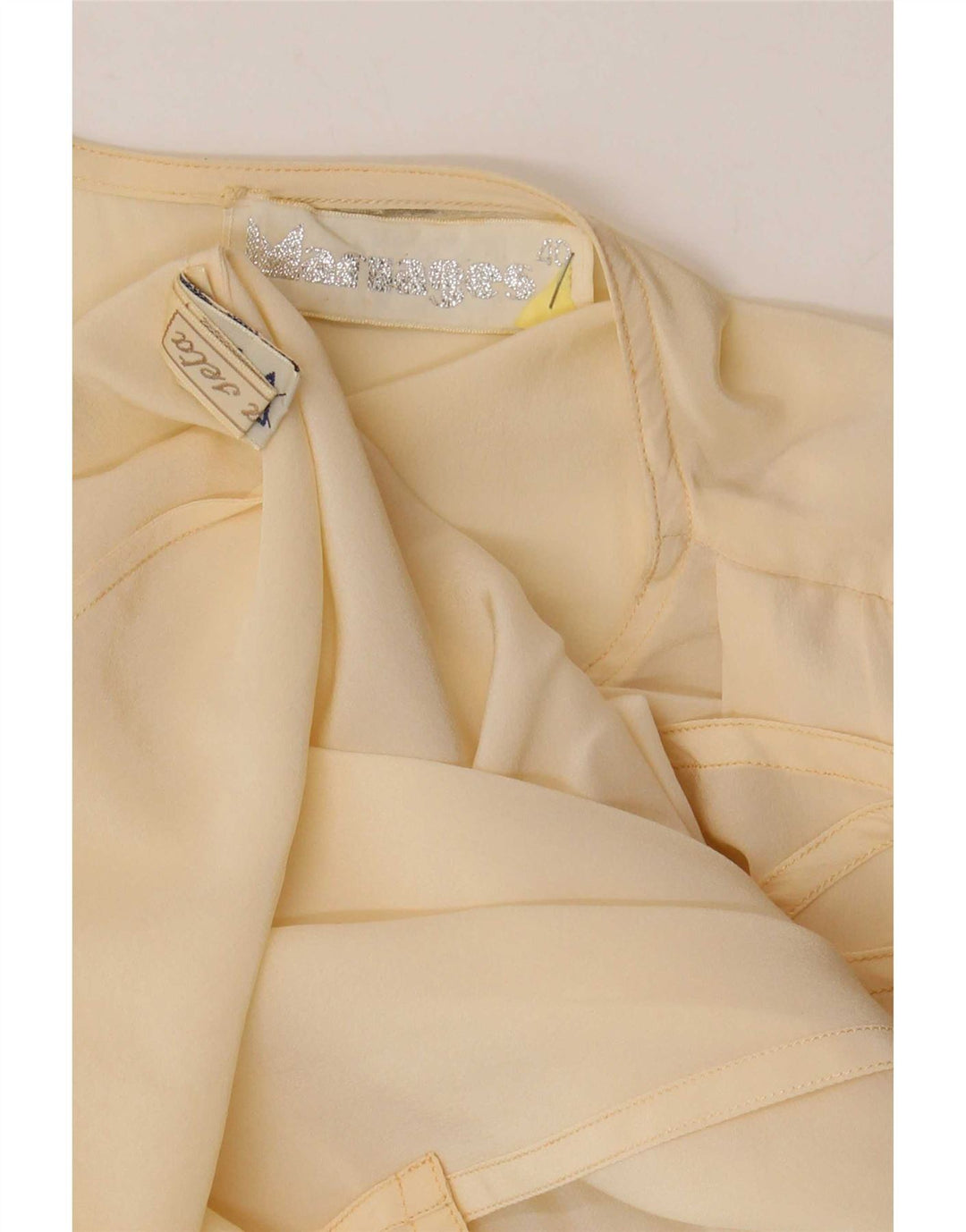 Top cardigan lungo a maniche lunghe da donna vintage EU 40 Seta bianco sporco medio