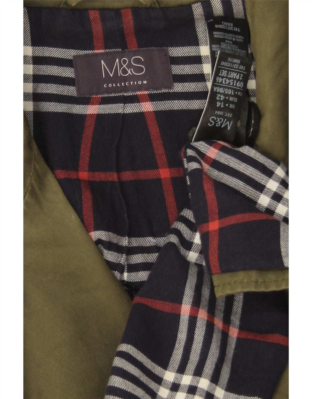 Trench doppiopetto da donna Marks & Spencer UK 14 grande cotone kaki