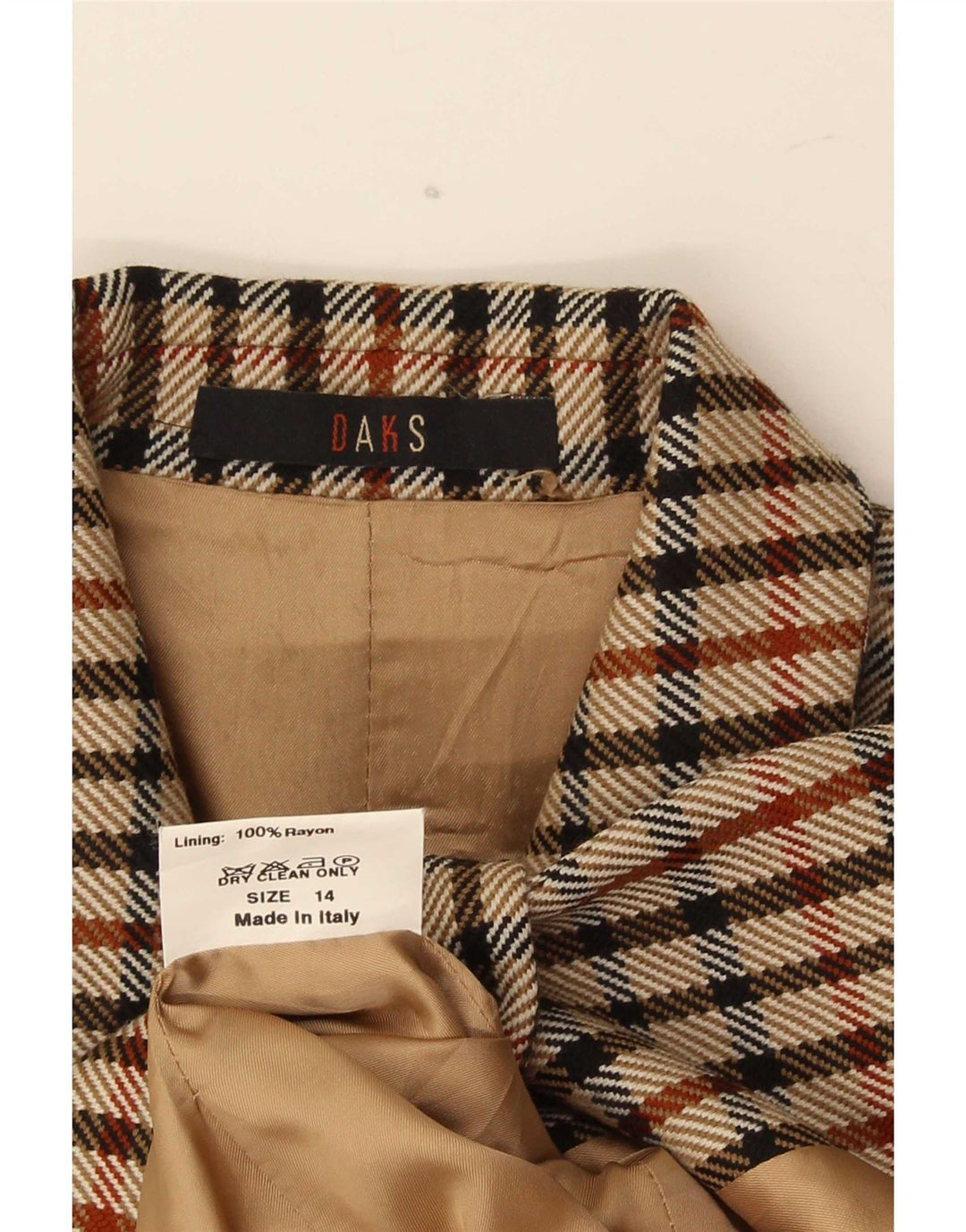 Giacca blazer da donna a 2 bottoni DAKS UK 14 medio a quadri multicolore