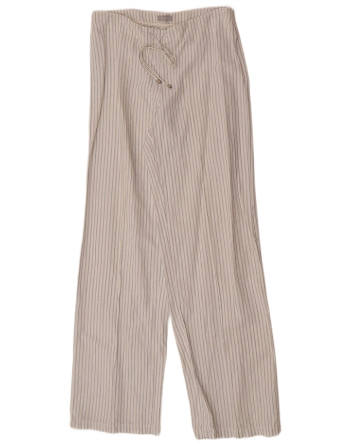 Pantaloni larghi da donna Stefanel IT 42 Medium W30 L32 Lino a righe bianche