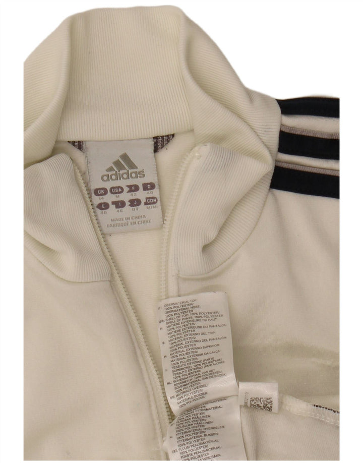 Giacca da tuta da donna ADIDAS UK 14 poliestere bianco medio
