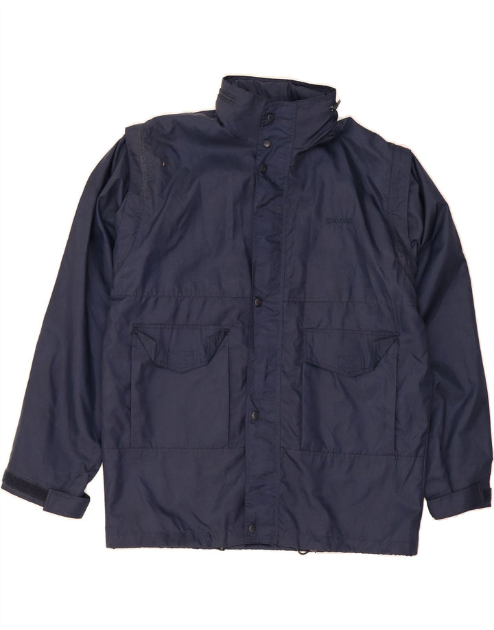 SPALDING Mens Windbreaker Jacket UK 42 XL Navy Blue Polyamide Vintage Spalding and Second-Hand Spalding from Messina Hembry 