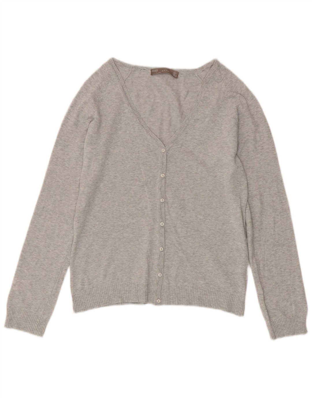 Maglione cardigan da donna Zara UK 14 grande grigio screziato