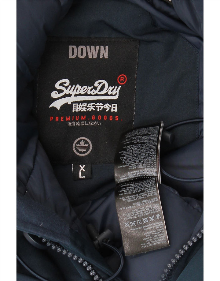 Giacca imbottita con cappuccio da uomo Superdry UK 42 XL poliestere blu navy