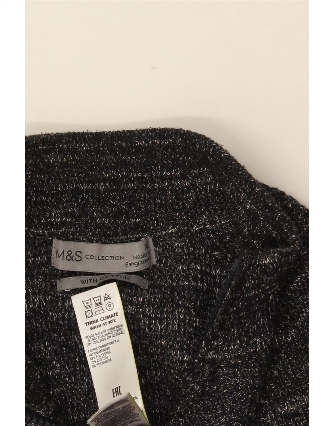 MARKS & SPENCER Maglione cardigan da uomo XL Poliestere chiazzato grigio