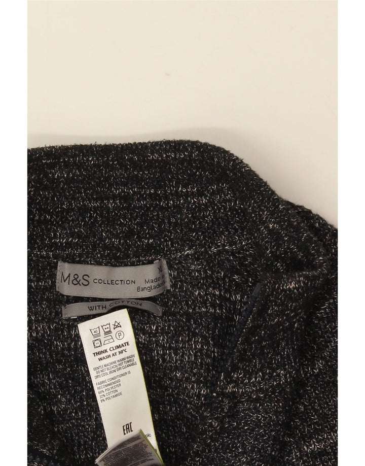 MARKS & SPENCER Maglione cardigan da uomo XL Poliestere chiazzato grigio