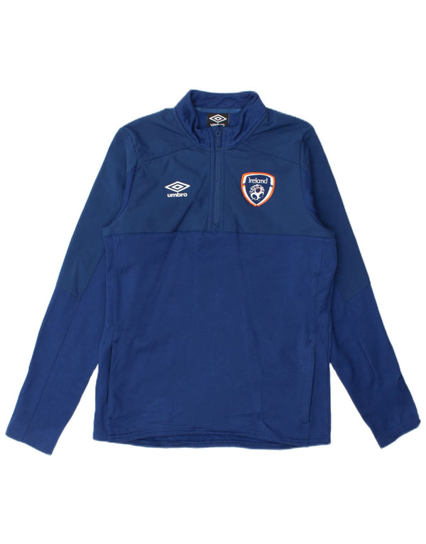 Umbro Boys Ireland Felpa con collo con zip Maglione 12-13 anni XL Poliestere blu