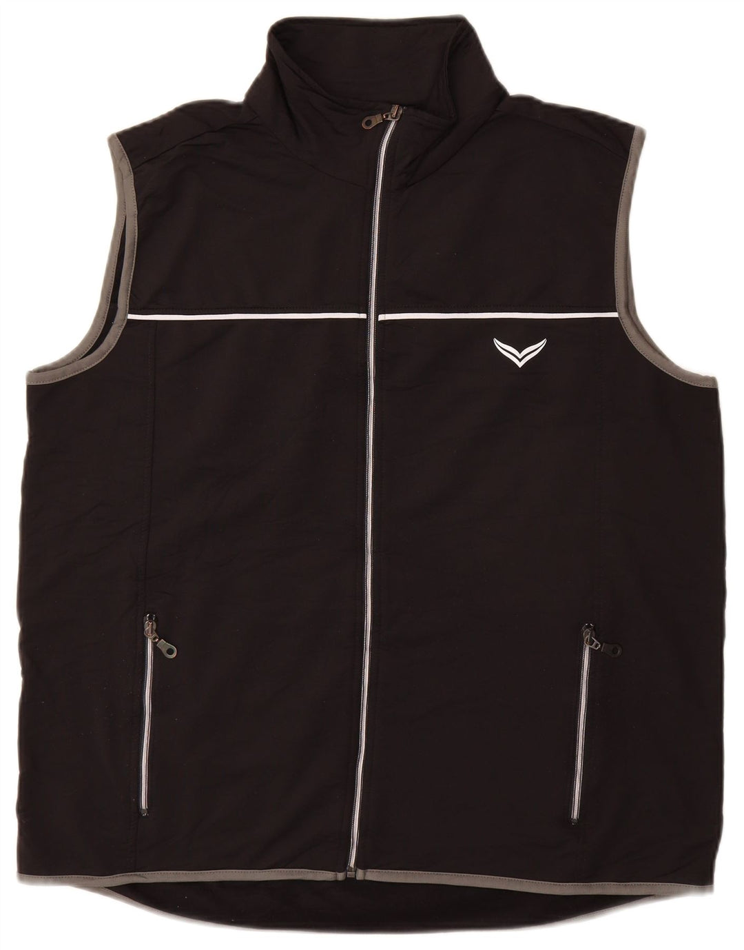 TRIGEMA Giacca da tuta senza maniche con grafica da uomo, grande, in poliestere nero