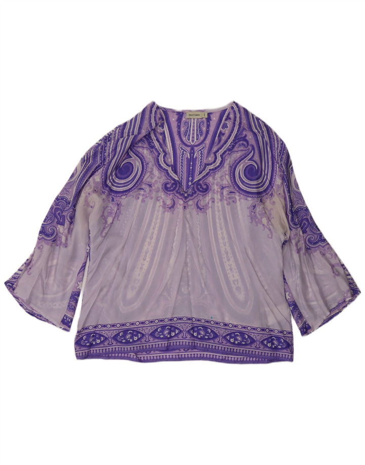 HENRY COTTONS Womens See Through Blouse Top IT 46 Large Purple Paisley