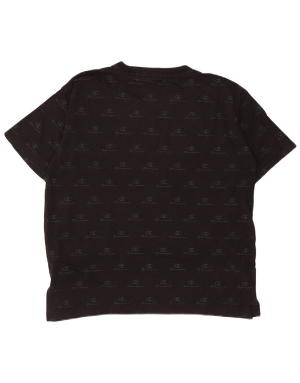 CHAMPION T-shirt grafica oversize da donna Top UK 10 Small Cotone nero