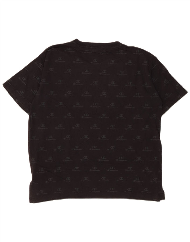 CHAMPION T-shirt grafica oversize da donna Top UK 10 Small Cotone nero