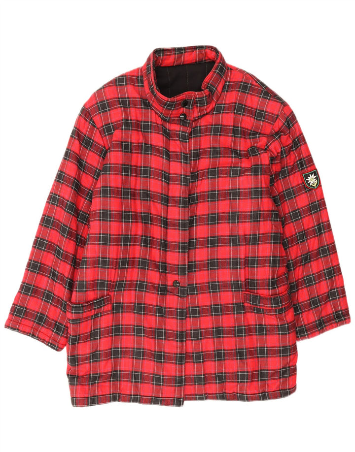 Giacca a vento da donna vintage UK 14 cotone medio a quadri rossi