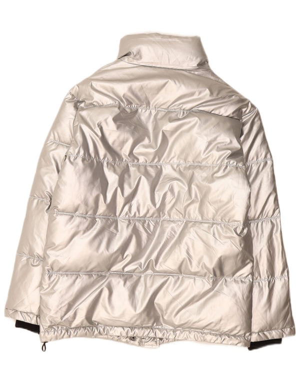 Topshop Giacca imbottita oversize da donna UK 8 Small Argento Polietilene