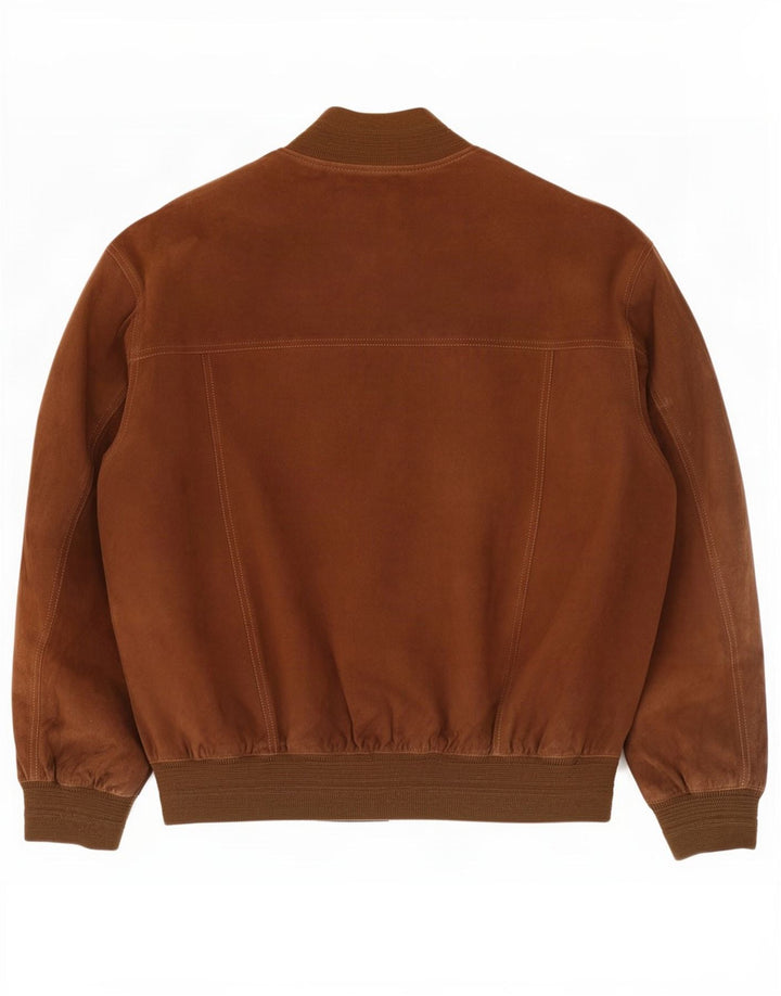 Giubbotto bomber vintage in pelle scamosciata da uomo IT 52 XL in pelle marrone