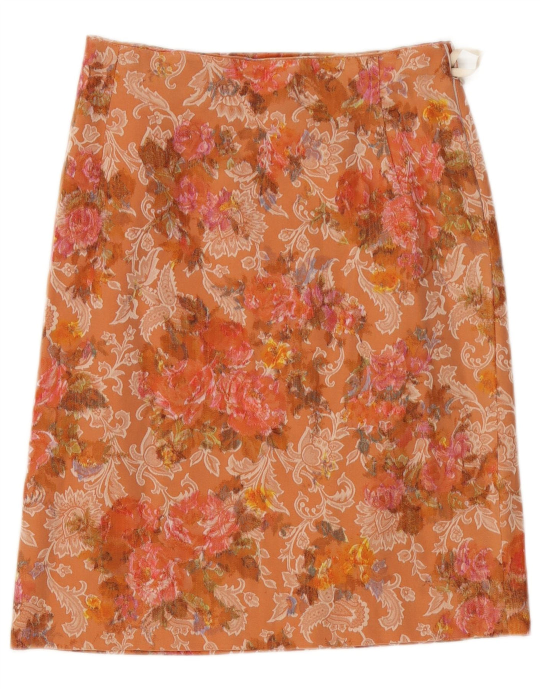 Gonna dritta da donna vintage W28 floreale arancione medio