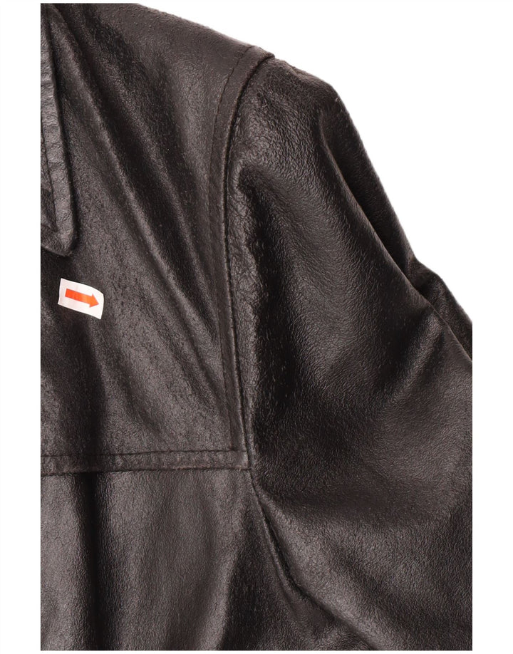 Giacca in pelle vintage da donna UK 12 media in pelle nera classica