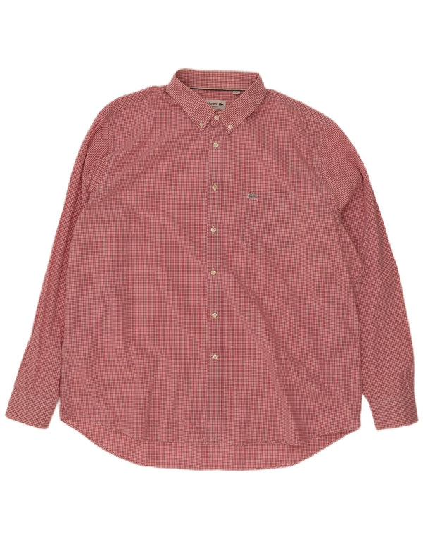 Camicia Lacoste da uomo vestibilità classica taglia 42 18 1/2 2XL cotone a quadretti rosa