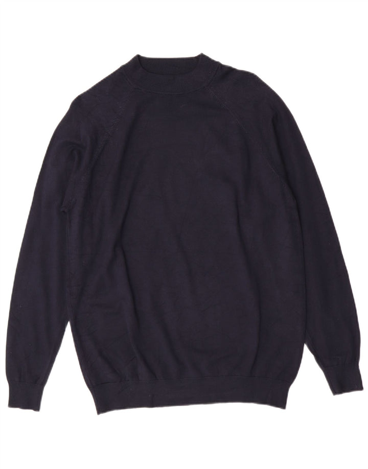 Maglione Zara da uomo girocollo in viscosa blu navy medio
