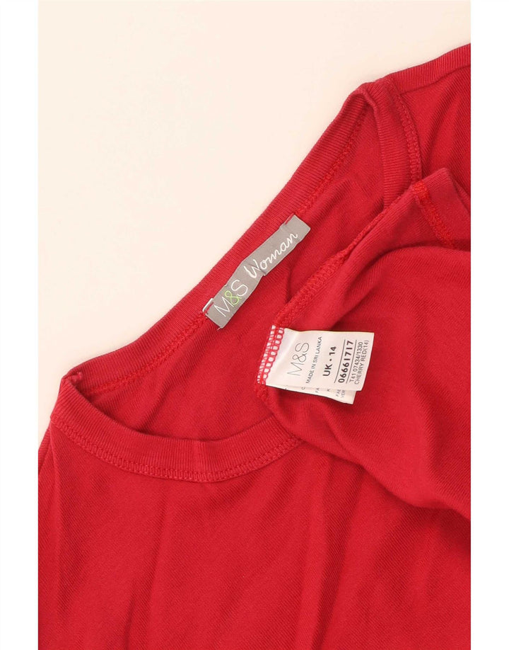Marks & Spencer Top da donna manica lunga UK 14 cotone rosso medio