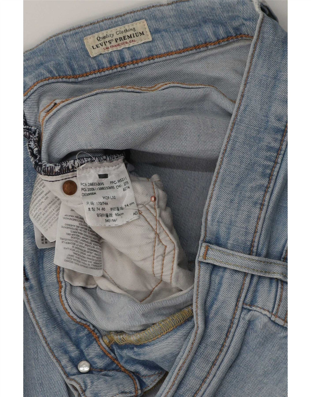 Jeans slim da uomo Levi's W29 L32 in cotone blu