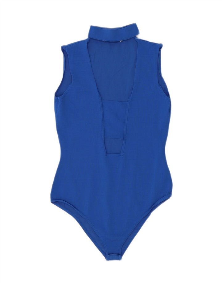 ZARA Womens Sleeveless Bodysuit UK 14 Medium Blue Viscose Vintage Zara and Second-Hand Zara from Messina Hembry 
