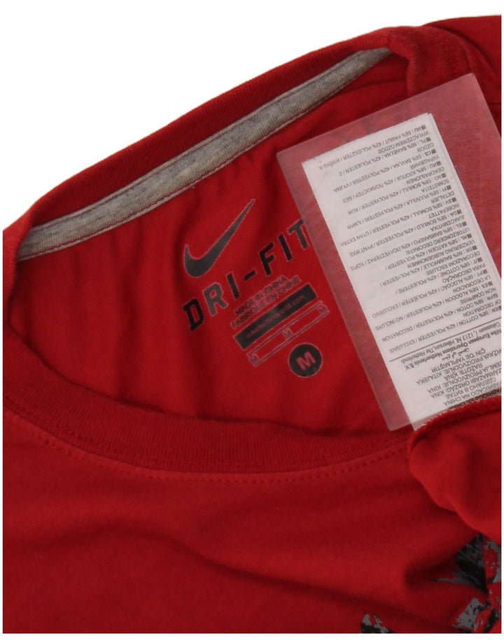 NIKE T-shirt grafica da uomo Dri Fit Top in cotone rosso medio