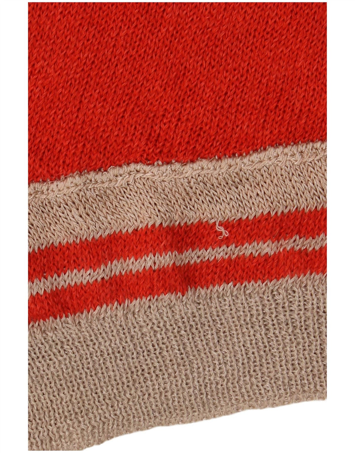 Maglione da donna vintage corto con scollo a barca con grafica IT 44 rosso medio