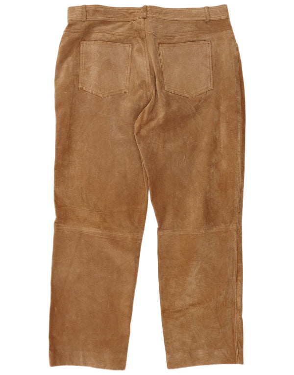 Pantaloni dritti da uomo in pelle scamosciata JCC W40 L30 in pelle beige