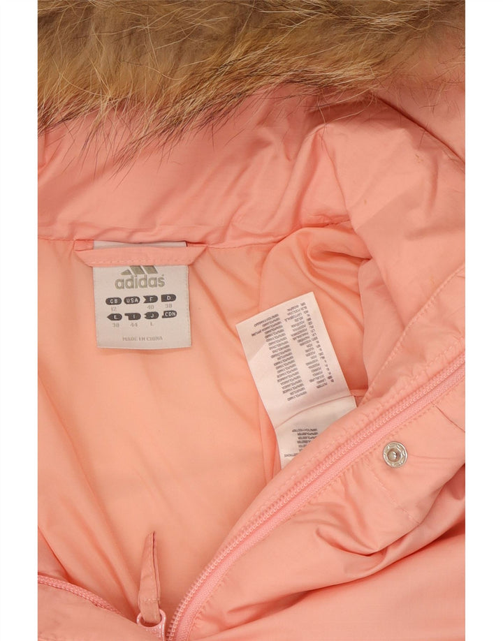 Giacca imbottita con cappuccio da donna Adidas UK 12 poliestere rosa medio