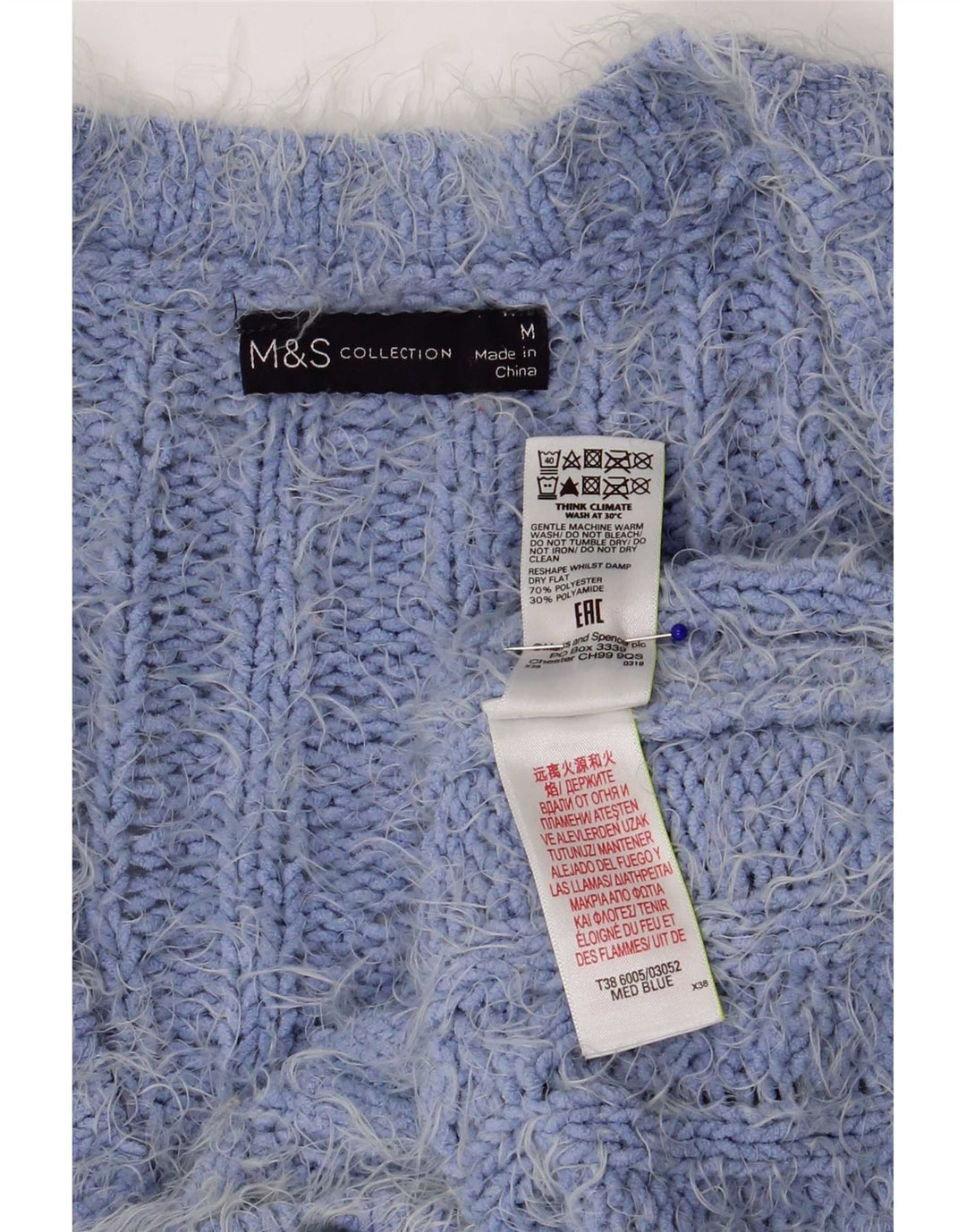 Maglione cardigan da donna Marks & Spencer UK 14 Poliestere blu medio