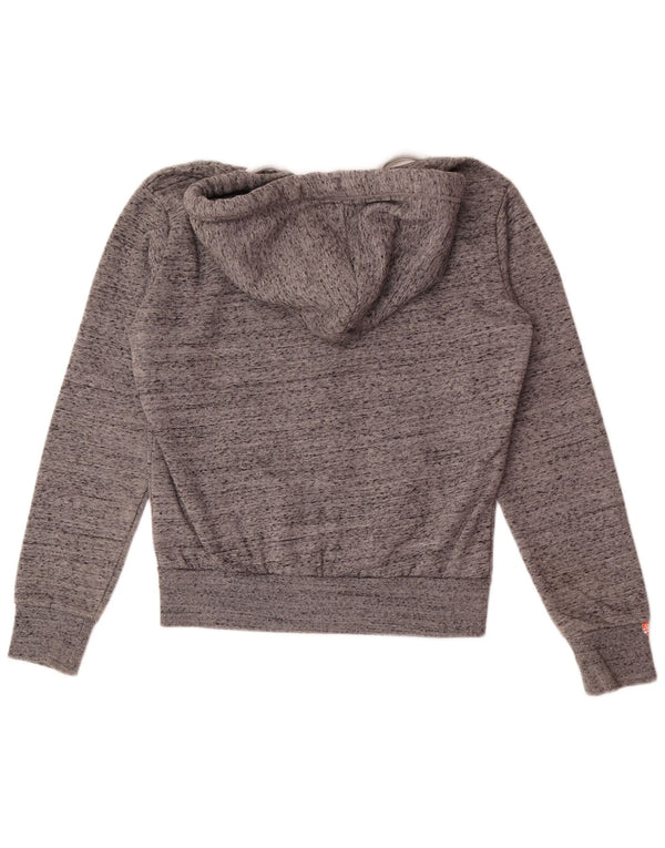 Maglione con cappuccio e zip da uomo Superdry XS in cotone chiazzato grigio