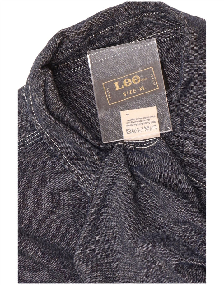 Camicia da uomo LEE XL in cotone blu navy