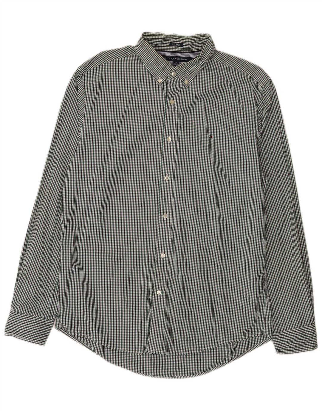 Camicia da uomo su misura Tommy Hilfiger grande cotone a quadretti verde