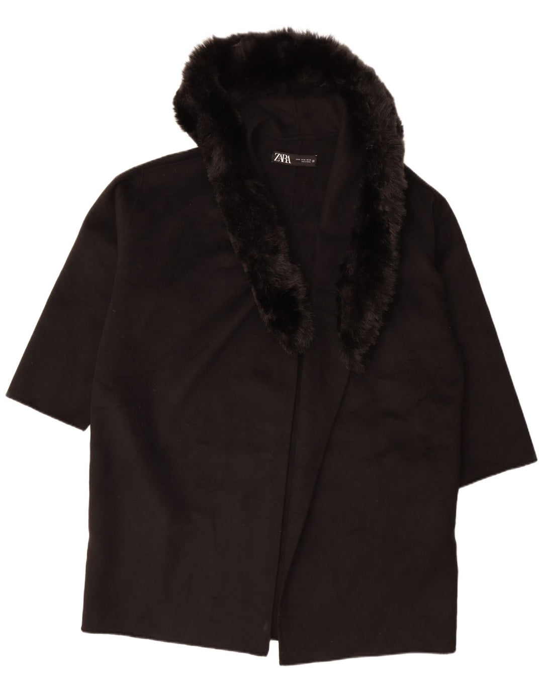 Cappotto aperto oversize con cappuccio da donna Zara UK 18 XL lana nera