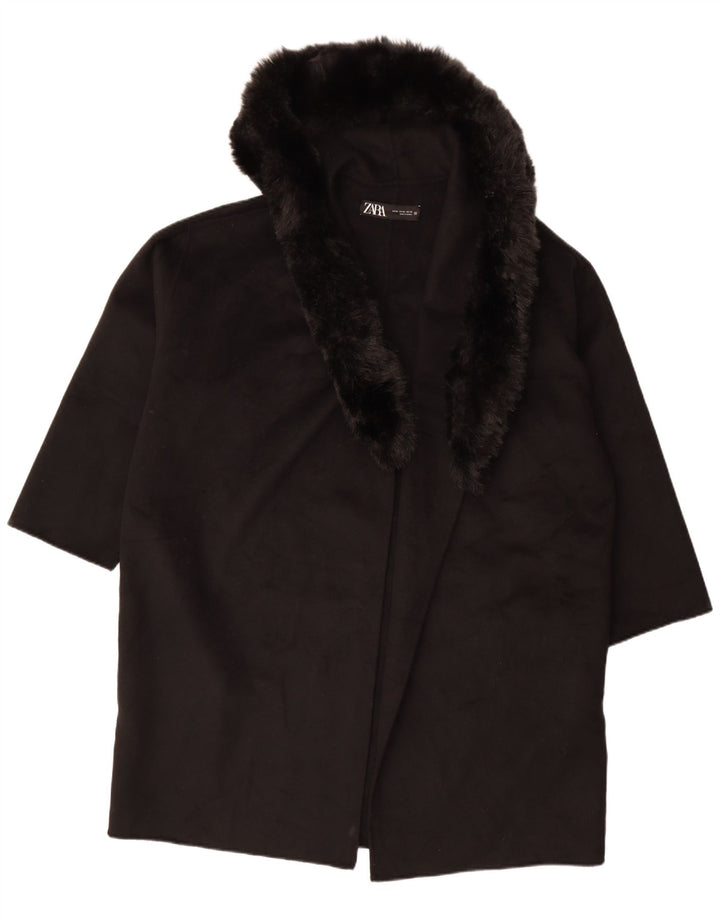 Cappotto aperto oversize con cappuccio da donna Zara UK 18 XL lana nera