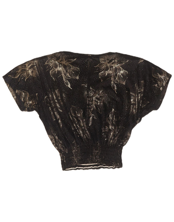 Camicetta oversize corta da donna di Diana Bentall Top UK 10 Small Black Floral