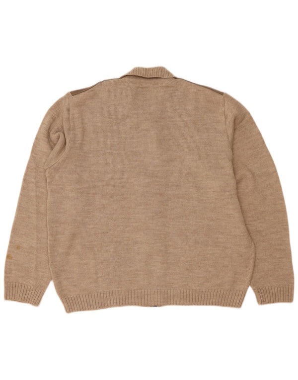 Maglione cardigan con zip intera Marks & Spencer da uomo XL Beige Colourblock acrilico