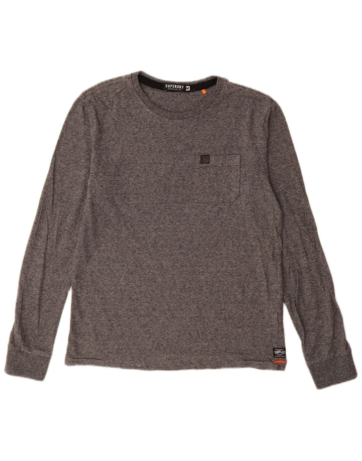Top da uomo a maniche lunghe Superdry in cotone grigio medio