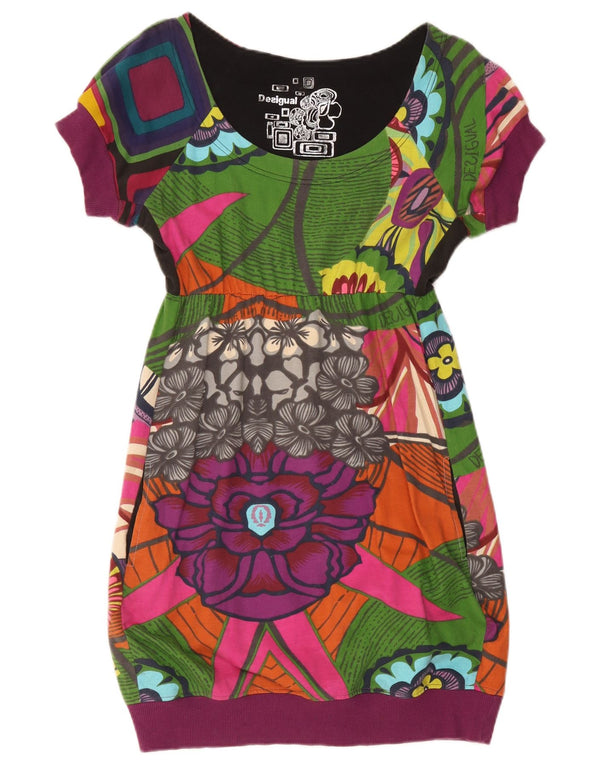 Desigual Graphic Bubble Dress da donna UK 10 Piccolo floreale multicolore