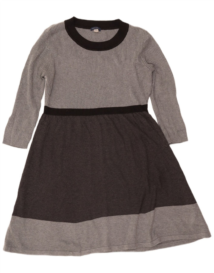 Abito maglione da donna Tommy Hilfiger UK 18 XL Acrilico color block grigio