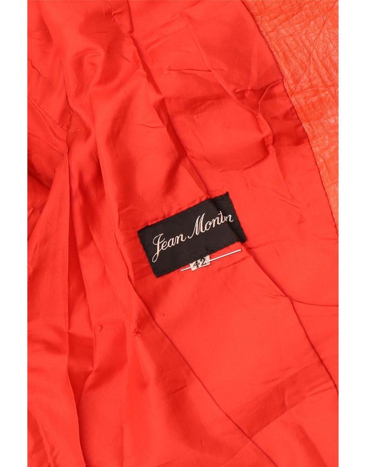 Giacca blazer in pelle da donna a 2 bottoni VINTAGE IT 42 arancione medio