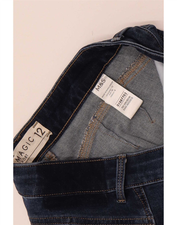 Pantaloncini di jeans Magic Marks & Spencer da donna UK 12 medi W28 blu navy